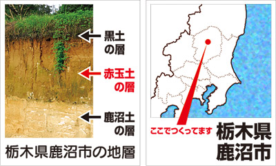 土の層と鹿沼市の地図